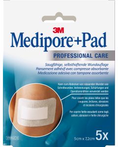 3M Medipore + Pad 5 x 7,2 cm, 5 Stk.