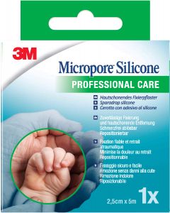 3M Micropore Silicone Heftpflaster 25mm x 5m, 1 Stk.