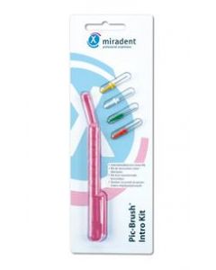 Miradent Pic Brush Intro Kit mit 4 Bürsten-pink transparent