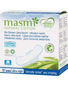 Masmi Organic Care - Bio Monatsbinden Ultra Nacht, 10 Stk.