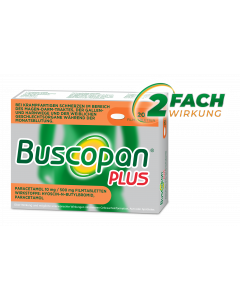 Buscopan® plus Paracetamol 10 mg/ 500 mg Filmtabletten, 20 Stk.